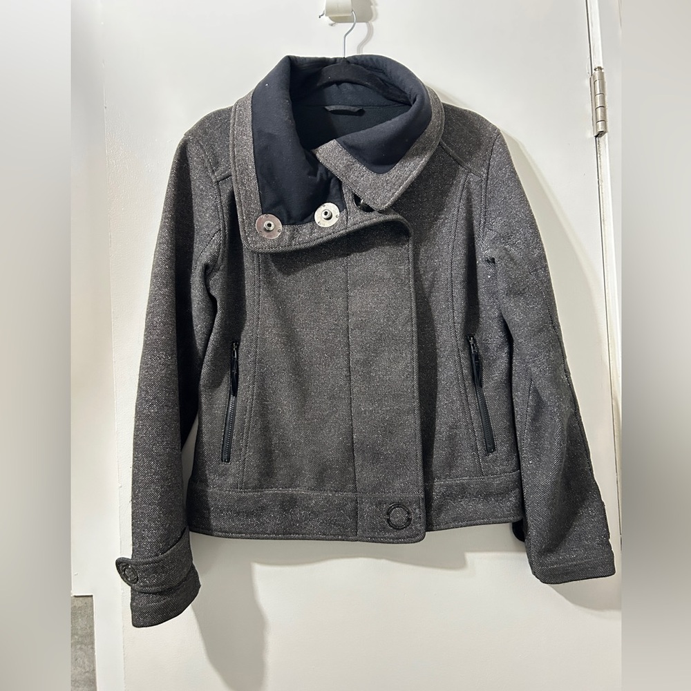 lululemon athletica Charcoal Gray Asymmetrical Pea Coat